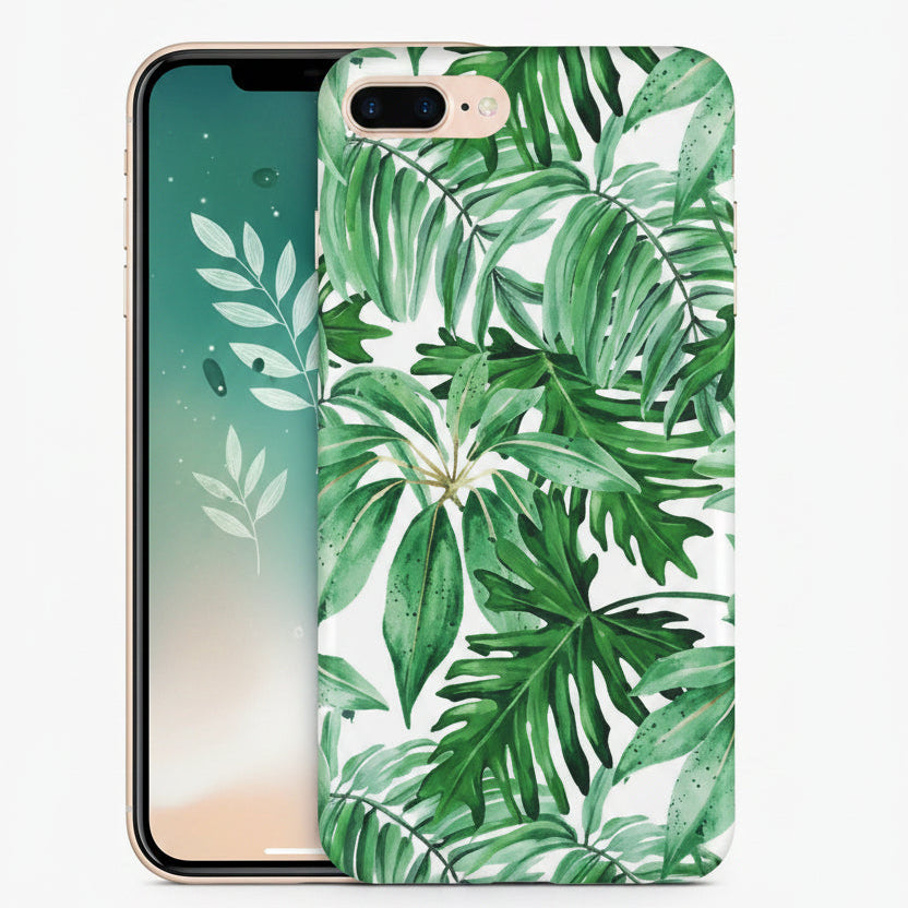 Phone case with tropical leaf design